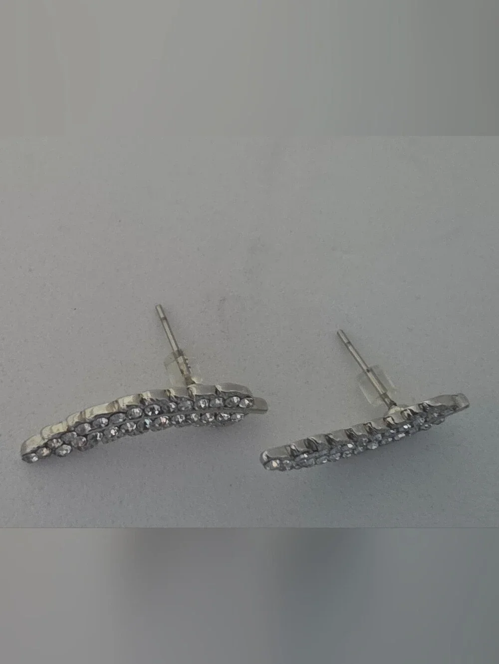 Crystal Pavé Silver Leaf Stud Earrings - Women Jewelry